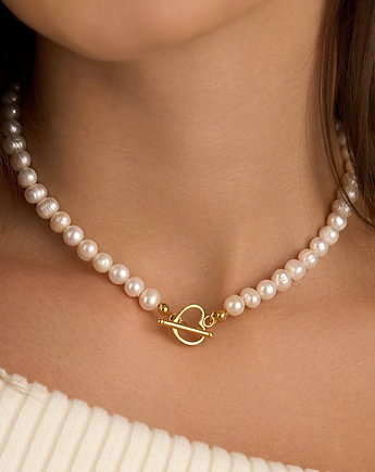 Choker naszyjnik perły naturalne ozdobne zapięcie srebro 925 pozłacane, Coccola JEWELLERY