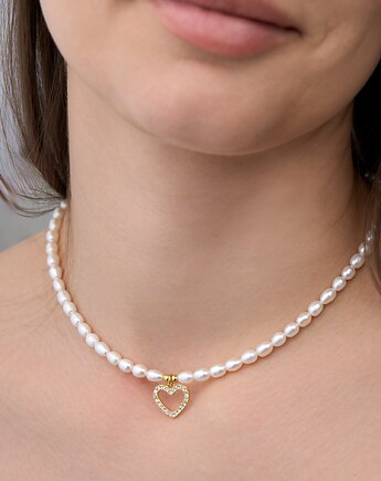 Choker naszyjnik perły serce- srebro 925, Coccola JEWELLERY