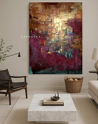 Abstrakcyjny obraz na płótnie "Śliwka w złocie" 80x120cm, art and texture