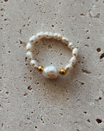 Pierścionek elastyczny perły, Chmolowska Jewellery
