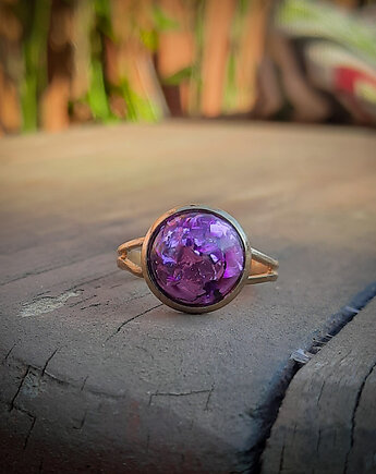 Mikro pierścionek z brokatem, Figa handmade accessories