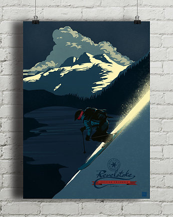 Revelstoke Ski - vintage plakat, minimalmill