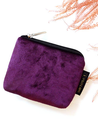 Portfel etui na karty z weluru Purpurowy, sabi tatka