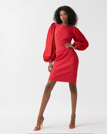 Czerwona koktaliowa sukienka, NAT FASHION ROOM