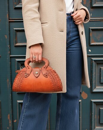 Torebka skórzana ręcznie robiona góralska Cuero wzory elegancka, SempreArte