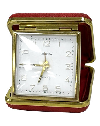 Vintage budzik podróżny EUROPA lata 60.mechaniczny 4 Jewels retro design, Good Old Things