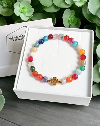 PROMOCJA : czterolistna koniczynka i agat multicolor, kaktusia