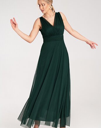 Elegancka kopertowa sukienka maxi na ramiączkach na wesele - M1186, FIGL