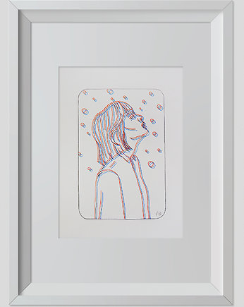 Rysunek Bąbelki Grafika 32x24cm + biała rama, ŁUKASZ KROKOSZ ART