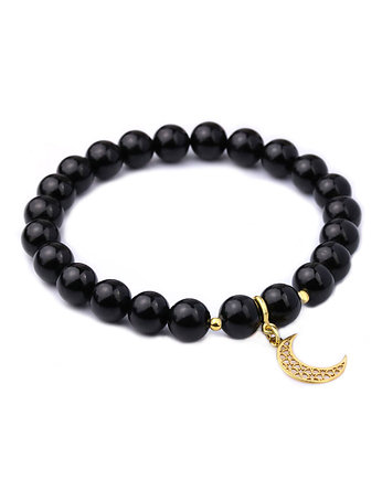 Bransoletka Turmalin Czarny Zawieszka Księżyc złoto, Brazi Druse Jewelry
