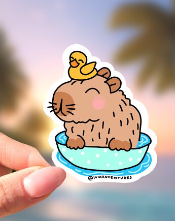 Naklejka Capybara - Kapibara w kąpieli, ivoadventures