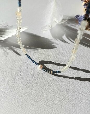 Naszyjnik z cytrynem, lapisem lazuli i perłą naturalną, s e n s e d  accessories