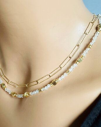 KRYSZTAŁOWE SNY- naszyjnik kryształ górski, korale, Anemon Atelier