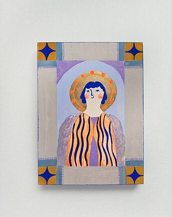 Anioł malowany na desce, unikatowy prezent, nowoczesny anioł, PRINTLOVE