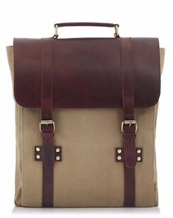 Plecak vintage męski skóra canvas piaskowy na Laptopa 15,6 Forester BT31, Belveder