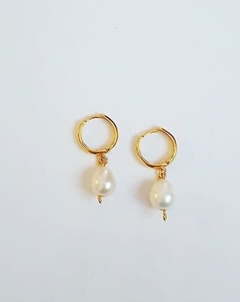 Eleganckie kolczyki pozłacane z perłami naturalnymi, Czaki Bransoletki