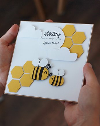 Kartka ślubna z pszczołami, papierkarnia