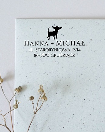 Personalizowany drewniany stempel z adresem - rasy psów, MOOD for WOOD