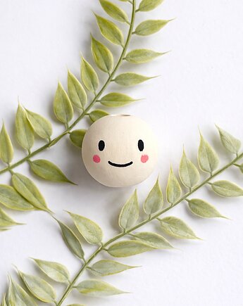 Ręcznie malowany koralik buźka 3 cm, plecione_