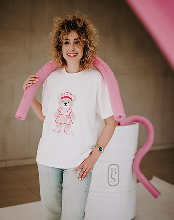 T-shirt oversize Lily Teddy dla mamy cream, BejbiStory