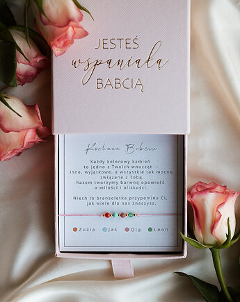 Bransoletka dla babci, wnuki, kamienie naturalne, Bibu bijoux