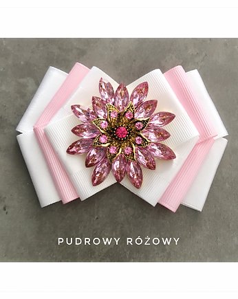 Biel z pudrowym różem. Brosza z ogromnym kwiatem NEW, Pudrowy Różowy