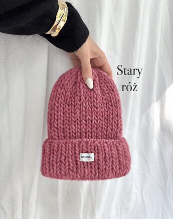 Czapka Lily 100% wełna *stary róż*, GANGSTA KNIT
