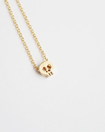 16k Gold Plated Matt Tiny Skull Necklace, Le Boho Bleu