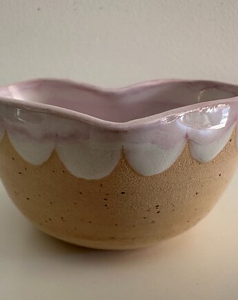 Ręcznie robiona czarka, kubeczek do espresso, różowe serce, Glina & Lina