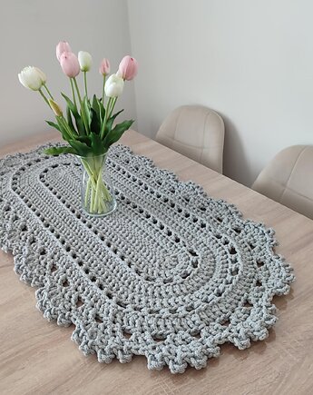 Bieżnik owalny ze sznurka szydełkowy 50cmx100cm, MISZ MASZ Dorota Tyszko
