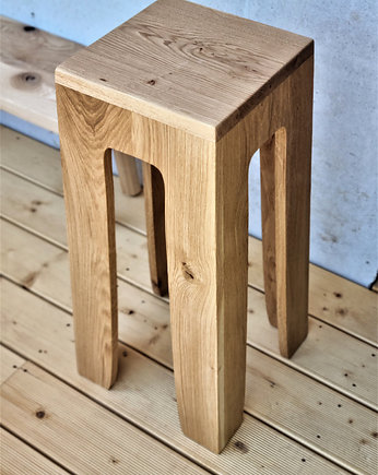 Drewniany hoker, stołek barowy z drewna, dębowe, Drewniane dodatki
