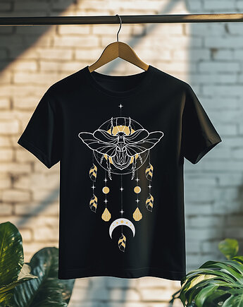 Koszulka męska - Święta geometria - Skarabeusz z gwiezdnym ornamentem, Black Sapphire Art