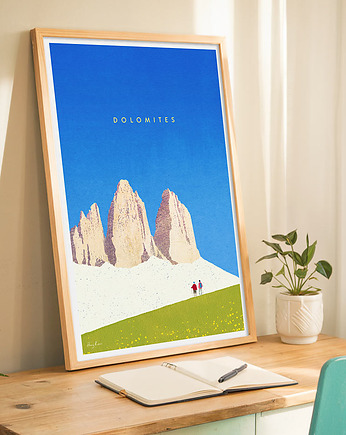 Dolomity Włochy - plakat 50x70 cm - Trzy Szczyty Lavaredo, minimalmill