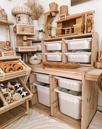 Naklejki na pojemniki Trofast Ikea falbanka biała, Makatka i kropka