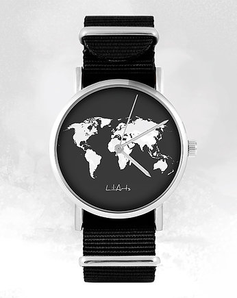 Zegarek - Mapa świata - czarny, nato, unisex, yenoo