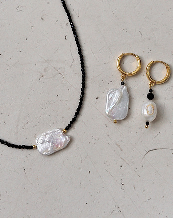 Komplet Naszyjnik  i kolczyki Onyks z perłą, Chmolowska Jewellery