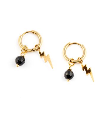 Błyskawica - kolczyki koła ze stali szlachetnej pozłacanej, Kulka Bransoletki