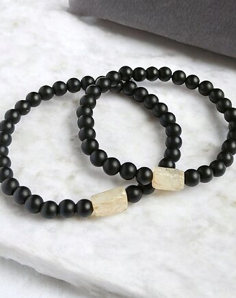 Komplet dla pary : CYTRYN & ONYKS : na gumce, kaktusia