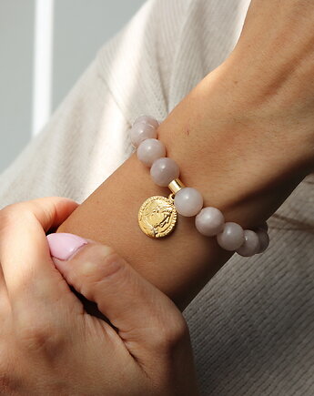 Bransoletka jadeity moneta- srebro 925 pozłacane, Coccola JEWELLERY