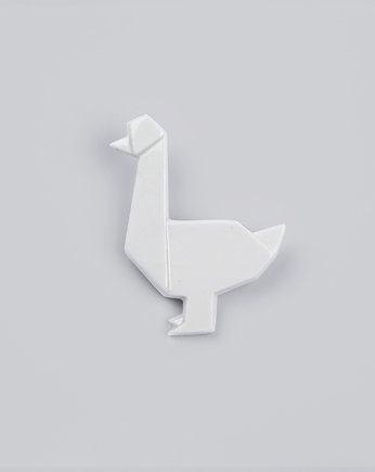 Broszka Porcelanowa Origami Kaczka Biała, StehlikDesign