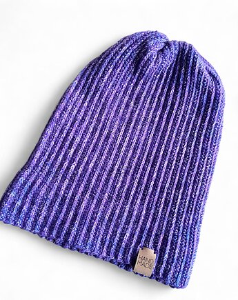 Ciepła wełniana czapka handmade, Malowane Nitki