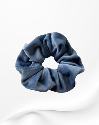 Gumka frotka scrunchie welurowa niebieska jeansowa, Zdunetti