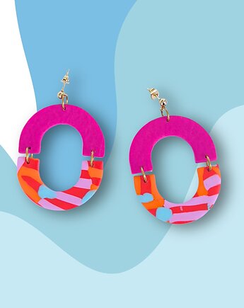 Kolorowe kolczyki wiszące  OVAL, sploteka