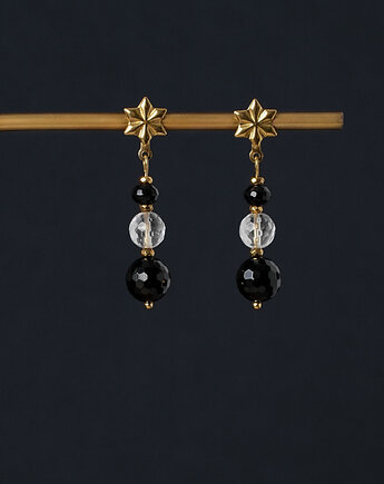 Kolczyki kryształ górski, onyks i gwiazdki, AT NOON