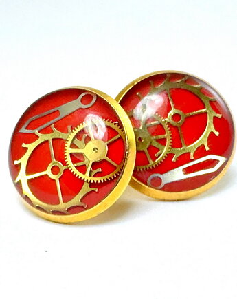 Kolczyki Sztyfty - Okrągłe (czerwone) - 10 MM, DROBINY CZASU