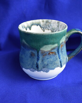 Kubek ceramiczny morski średni tricolor 2, Kobaltowa Sroka