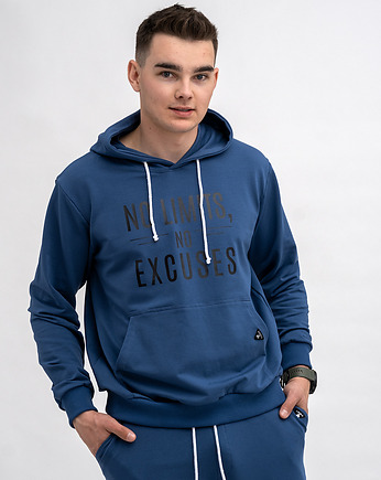 Bluza męska  z kapturem  ,,No Limits No Excuses" denim, 3 for U