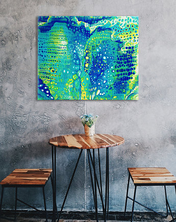 Kolorowy abstrakcyjny obraz "Kameleon" 50 x 60 cm energetyczny, Akrylove art