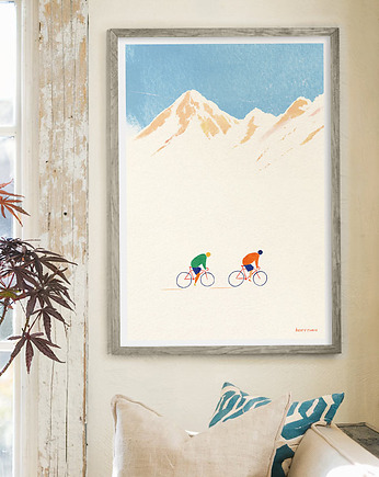 Plakat w górach na rowerze - fine art, minimalmill