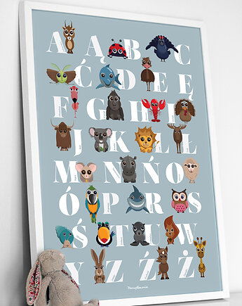 Plakat Alfabet - niebieski plakat edukacyjny, Michał Węgrzyn